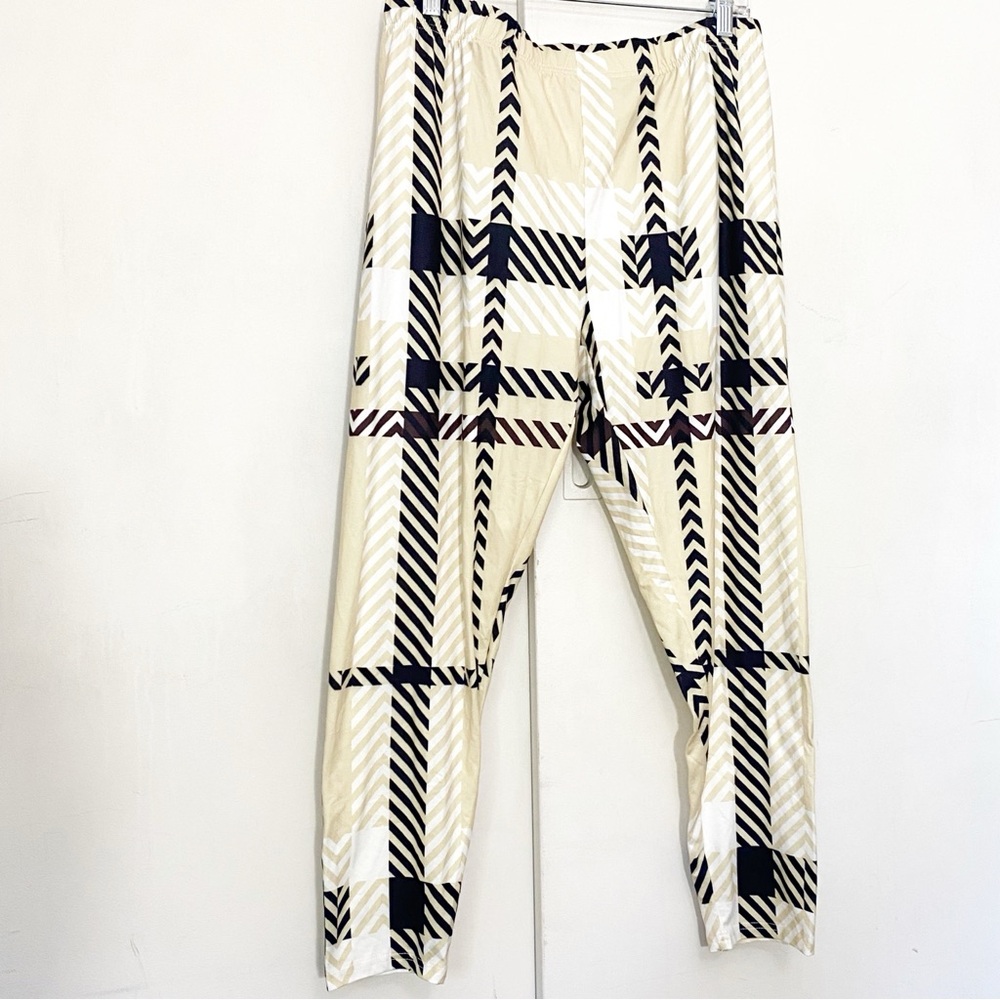 Unbranded Graphic Plaid Print Polyester Spandex Leggings 2X